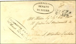 R. POSTE / SENATO DI NIZZA Sur Lettre En Franchise Pour St Martin Lantosca. Au Recto, Franchise Dans Un Ovale PRESIDENTE - Other & Unclassified