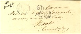 Cursive 42 / Rougé + Taxe 25 DT Sur Lettre Pour Nantes. 1852. - TB. - 1801-1848: Voorlopers XIX
