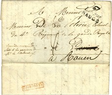 Cursive 47 / Longué / BAUGE Sur Lettre Pour Paris Réexpédiée à Rouen, Au Verso DEBOURSE Rouge (P N° 2465). 1820. - TB /  - 1801-1848: Precursors XIX