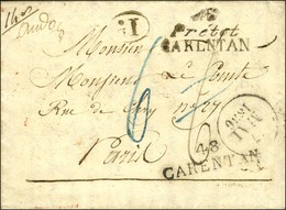 Cursive 48 / Prétot / CARENTAN + 48 / CARENTAN Sur Lettre Pour Paris, Dateur A. 1830. - TB / SUP. - RR. - 1801-1848: Voorlopers XIX