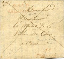 Cursive Rouge 48 / St Sauveur + P. 48. P. / VALOGNE Rouge Sur Lettre Avec Texte Daté De Casteville. 1824. - TB. - R. - 1801-1848: Precursori XIX