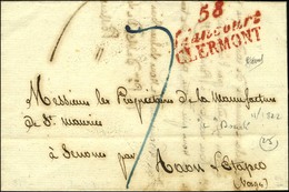 Cursive Rouge 58 / Liancourt / CLERMONT (variété 'L' Bouclé). 1822. - SUP. - RR. - 1801-1848: Precursors XIX