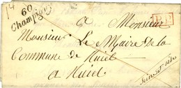 Cursive 60 / Champigny + P.P. Rouge Sur Lettre Pour Rueil. 1838. - SUP. - 1801-1848: Precursori XIX