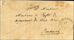 Cursive 67 / Drulingen + P.P. Rouge Sur Lettre Pour Strasbourg. 1844. - TB / SUP. - R. - 1801-1848: Precursori XIX