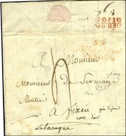 Cursive Rouge 69 / Villers-Sexel / VESOUL, Au Verso DÉB. 20 / DIJON Rouge. 1823. - TB. - RR. - 1801-1848: Precursori XIX