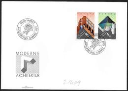 Liechtenstein: FDC, Arte E Architettura Moderna, Art Et Architecture Moderne, Art And Modern Architecture - 1987