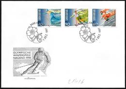 Liechtenstein: FDC, Sci Di Fondo, Slalom, Discesa Libera, Cross-country Skiing, Slalom, Downhill Skiing, Ski De Fond, Sl - Invierno 1998: Nagano