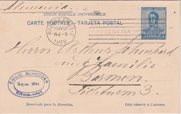 ARGENTINE 1919 ENTIER POSTAL CARTE DE BUENOS AIRES - Entiers Postaux