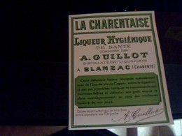 Etiquette   Ancienne Neuve Liqueur Hygienique De Santée Guillot Distillateur  Liquoriste à Banac Charente - Alkohole & Spirituosen
