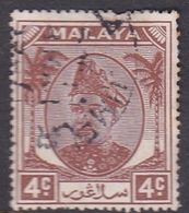 Malaysia-Selangor SG 93 1949 Sultan Shah, 4c Brown, Used - Selangor