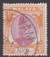 Malaysia-Selangor SG 103 1949 Sultan Shah, 25c Purple And Orange, Used - Selangor
