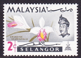 Malaysia-Selangor SG 137 1965 Orchids, 2c Multicoloured, Mint Never Hinged - Selangor