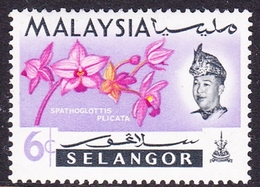 Malaysia-Selangor SG 139 1965 Orchids, 6c Multicoloured, Mint Never Hinged - Selangor