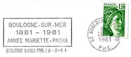 France (1981) - Boulogne-sur-Mer (62) : 1881-1981 Année Mariette Pacha. Egyptologue. Egypte, Pyramide. - Egittologia