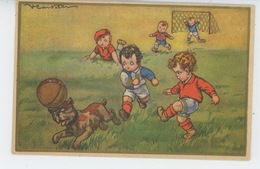 Illustrateur CASTELLI - DOG - Jolie Carte Fantaisie Enfants Jouant Au Football Avec Chien - Degami 650 - Castelli