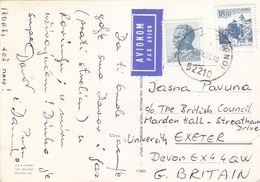 Yugoslavia Airmail Postcard Sent To UK , Rovinj Rovigno 1983 - Luftpost