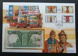 Hong Kong Historical Chinese Costumes 1988 Attire Cloth Art City Bus Transport Costume FDC (banknote Cover) - Covers & Documents