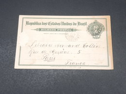 BRÉSIL - Entier Postal De Sao Paulo Pour Paris En 1909 - L 19090 - Postwaardestukken