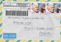 TIMBRES - STAMPS - LETTRE RECOMMANDÉ POUR PORTUGAL- MARCOPHILIE- BRÉSIL / BRASIL - VISITE DU PAPE JEAN-PAUL II AU BRÉSIL - Brieven En Documenten