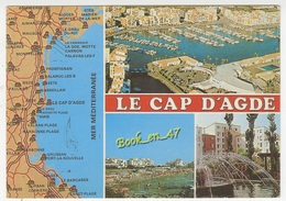 {56630} 34 Hérault Le Cap D' Agde , Carte Et Multivues ; Divers Aspects , Vue Générale - Cartes Géographiques