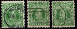 New Zealand 1909 ½d King Edward Shades 3 Values Cancelled - Gebraucht