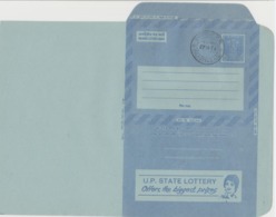INDIA POSTAL STATIONERY INLAND LETTER CARD.20P  ADVERTISEMENT U P STATE LOTTERY 1ST DAY CANCELLED - Inland Letter Cards