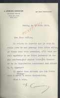 LETTRE DE 1912 J ARMAND GRENIER PARIS RUE TRONCHET  : - Manuscrits