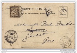 CP TAXEE Mention "timbre Au Dos" SAGE 1902 POUR LECTOURE CP VILLEMAUR - 1859-1959 Covers & Documents