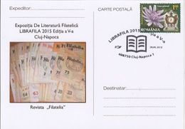 LIBRAFILA PHILATELIC EXHIBITION, FILATELIA MAGAZINE, SPECIAL POSTCARD, 2015, ROMANIA - Brieven En Documenten