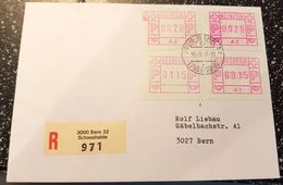Schweiz Suisse 1987: Die ERSTEN  FRAMA Von 1976 Mit Nummer Auf R-Brief A1 + A2 + Typ 3 Mit A2 Abart Mit O BERN 18.9.87 - Máquinas De Franquear