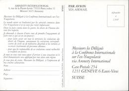 CP Pétition Amnesty International, Guerre Ex Yougoslavie, Violations Droits De L'Homme Exécution Détenus Extrajudiciaire - Non Classés