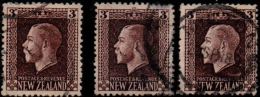 New Zealand 1915 King George V 3d Perf 14*14½ Shades 3 Values Cancelled - Gebraucht