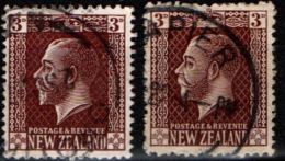 New Zealand 1919 King George V 3d Perf 14*15 Shades 2 Values Cancelled - Gebraucht