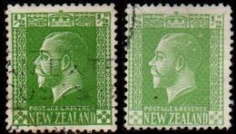 New Zealand 1915 King George V ½d Perf 14 Dark Green & Yellow Green 2 Values Cancelled - Gebraucht