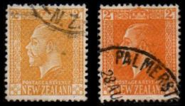 New Zealand 1916 King George V 2d Perf 14 Shades 2 Values Cancelled - Gebraucht