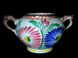 SUCRIER Pot Sucre Sugar Bowl Zugerdose Ceramique Faience Quimper Henriot Bretagne Earthenware Fleur F320 D020 ! - Quimper/Henriot (FRA)