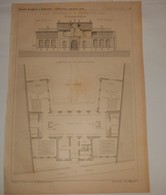 Plan De L'école Maternelle à Charenton. Seine. M. Gravereaux, Architecte. 1890 - Arbeitsbeschaffung