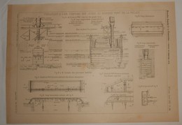 Plan Des Fondations à L'air Comprimé Des Jetées Du Nouveau Port De La Pallice. 1890 - Obras Públicas