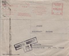 AMOUNT 16, BUCHAREST, BANK ADVERTISING, CENSORED BUCHAREST 370/A.1., WW2, RED MACHINE STAMPS ON COVER, 1943, ROMANIA - Covers & Documents