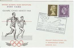 GREAT BRITAIN  Olympic Stationery 3d With Cancel For The Departure Of The British Olympic Team To Mexico - Sommer 1968: Mexico