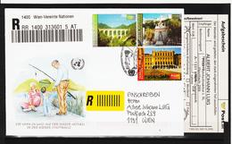 KTM134 UNO WIEN 2003p RECO-BRIEF MICHL 351+346+410 Mit AUFGABESCHEIN Siehe ABBILBUNG - Storia Postale