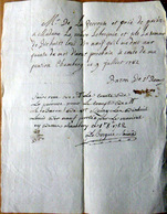 73 CHAMBERY COMTE DE BOIGNE LE BORGNE NOTE DE COMPTE  ADRESSEE A M LE COMTE DE LA PEROUSE  1782 MODE - ... - 1799