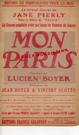 PARTITION MUSICALE- MON PARIS-JANE PIERLY AU PALACE - LUCIEN BOYER -VINCENT SCOTTO - SALABERT  1923 - Spartiti