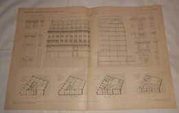 Plan D'une Maison De Rapport Rue Etienne Marcel à Paris. M. Lacau, Architecte. 1890 - Obras Públicas