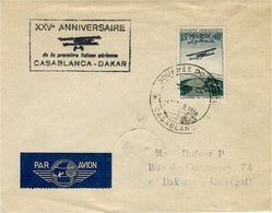 1950- XXV è Anniversaire De La 1 ère Liaison Aérienne CASABLANCA-DAKAR  - Journée Du Timbre - Lettres & Documents