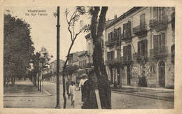 Italy, Viareggio, Via Ugo Foscoio, Street Scene With Tram, Old Postcard - Viareggio