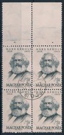 O 1953 Marx Négyestömb 11 1/2 : 11 3/4 Fogazással, Nagy Fels? ívszéllel - Sonstige & Ohne Zuordnung