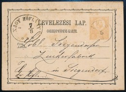 1873 ,,NAGY HÖFLÁNY' (Gudlin 600 Pont) átmen? Bélyegz? Ácsról érkezett Díjjegyes Levelez? Lapon - Autres & Non Classés