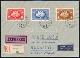 1949 UPU Vágott Sor Díjkiegészítéssel Expressz Ajánlott Légi Levélen - Other & Unclassified