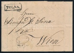 1842 Portós Levél, Tartalommal / Cover With Postage Due, With Content 'TOLNA' - 'WIEN' - Andere & Zonder Classificatie
